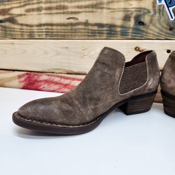 Born Shoes Suede Dallia Slip On Booties Women's Size 7.5 Western Stacked Heel - Picture 9 of 11